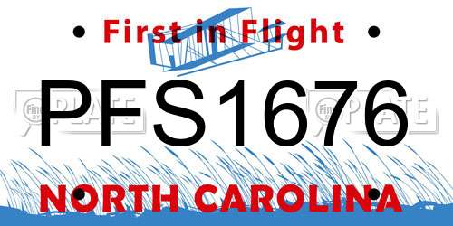 PFS1676 North Carolina License Plate