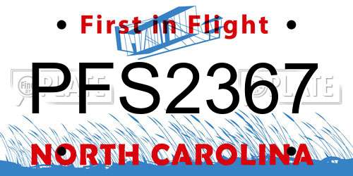 PFS2367 North Carolina License Plate