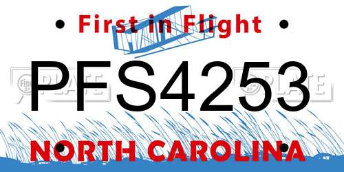 PFS4253 North Carolina License Plate