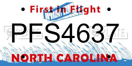 PFS4637 North Carolina License Plate