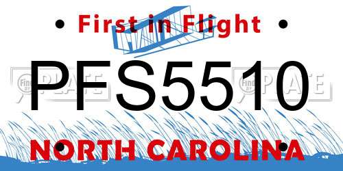 PFS5510 North Carolina License Plate