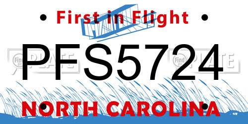 PFS5724 North Carolina License Plate