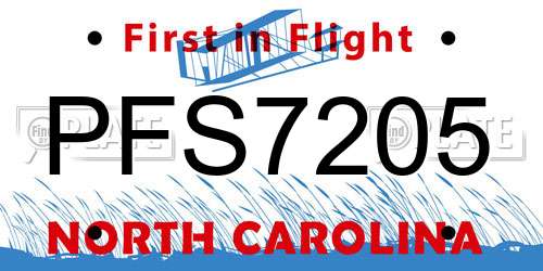 PFS7205 North Carolina License Plate