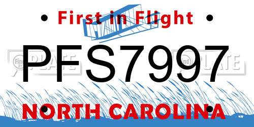 PFS7997 North Carolina License Plate