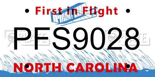 PFS9028 North Carolina License Plate