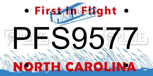 PFS9577 North Carolina License Plate