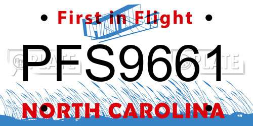 PFS9661 North Carolina License Plate