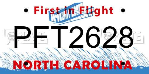 PFT2628 North Carolina License Plate