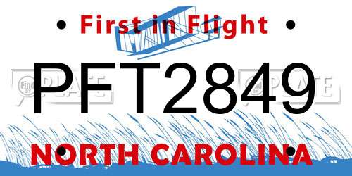 PFT2849 North Carolina License Plate