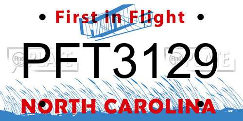PFT3129 North Carolina License Plate