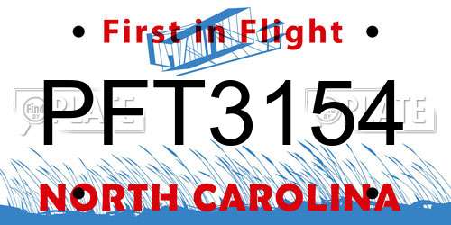 PFT3154 North Carolina License Plate