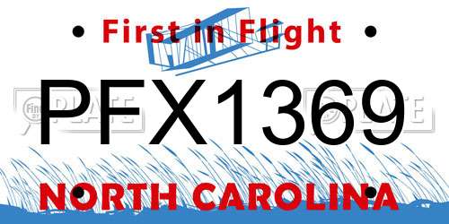 PFX1369 North Carolina License Plate