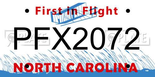PFX2072 North Carolina License Plate