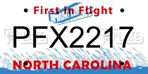 PFX2217 North Carolina License Plate