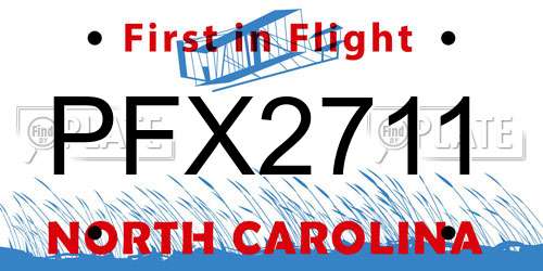 PFX2711 North Carolina License Plate