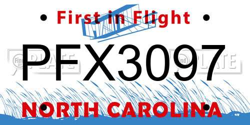 PFX3097 North Carolina License Plate