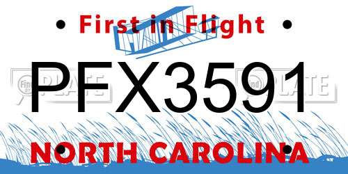 PFX3591 North Carolina License Plate