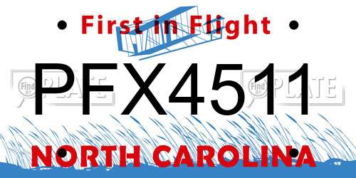PFX4511 North Carolina License Plate