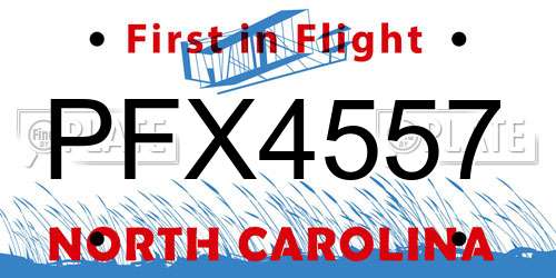 PFX4557 North Carolina License Plate
