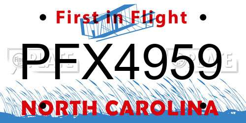PFX4959 North Carolina License Plate