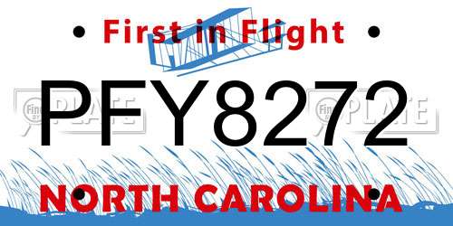 PFY8272 North Carolina License Plate