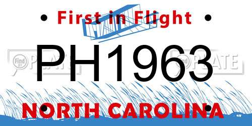PH1963 North Carolina License Plate