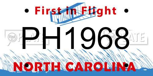PH1968 North Carolina License Plate