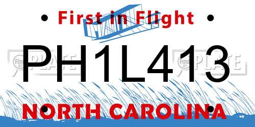 PH1L413 North Carolina License Plate