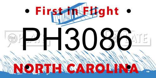 PH3086 North Carolina License Plate