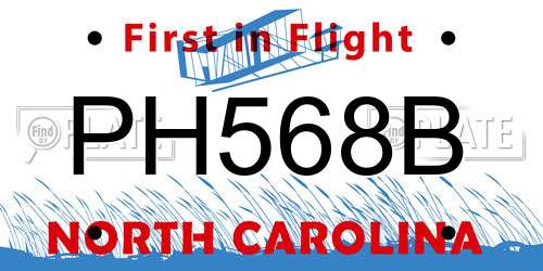 PH568B North Carolina License Plate