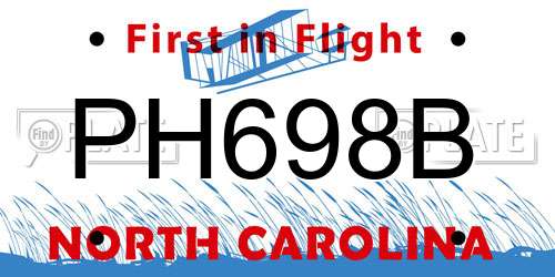 PH698B North Carolina License Plate