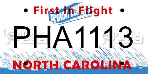 PHA1113 North Carolina License Plate