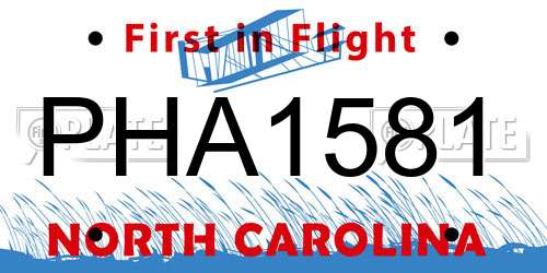 PHA1581 North Carolina License Plate