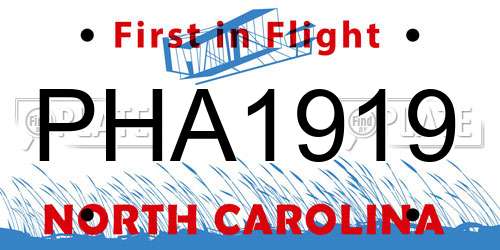 PHA1919 North Carolina License Plate