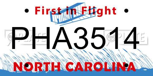 PHA3514 North Carolina License Plate