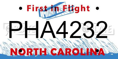 PHA4232 North Carolina License Plate