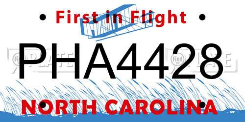 PHA4428 North Carolina License Plate
