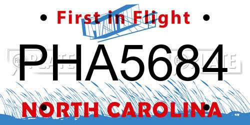PHA5684 North Carolina License Plate
