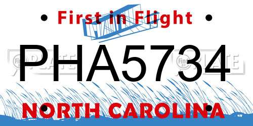 PHA5734 North Carolina License Plate
