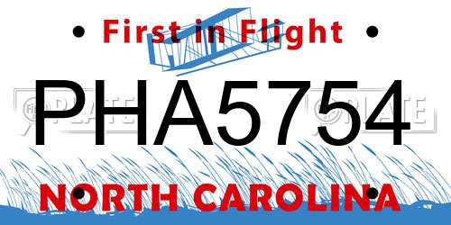 PHA5754 North Carolina License Plate