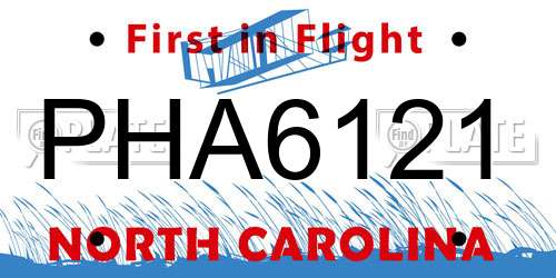 PHA6121 North Carolina License Plate