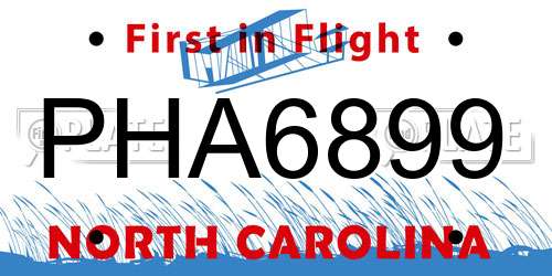 PHA6899 North Carolina License Plate