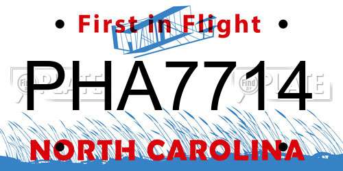 PHA7714 North Carolina License Plate