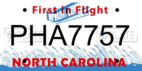 PHA7757 North Carolina License Plate