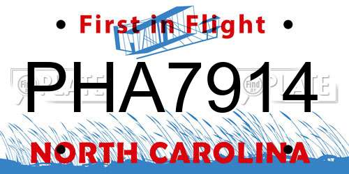 PHA7914 North Carolina License Plate