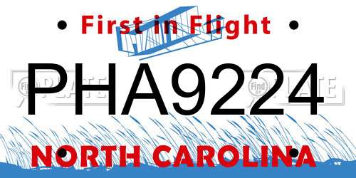 PHA9224 North Carolina License Plate
