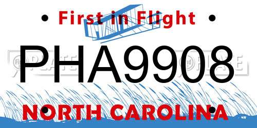 PHA9908 North Carolina License Plate