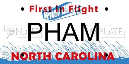 PHAM North Carolina License Plate