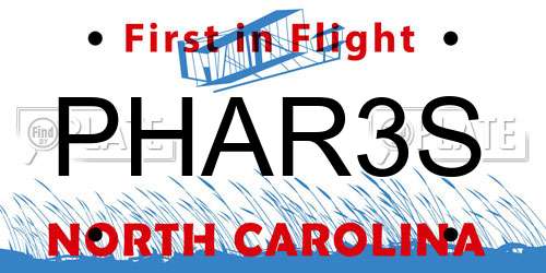 PHAR3S North Carolina License Plate