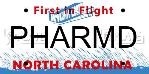 PHARMD North Carolina License Plate